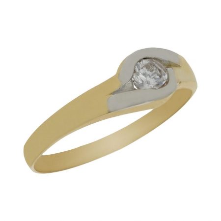 Solitario comunion bicolor en brillo espejo oro 18k