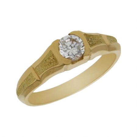 Solitario comunion tallado mate y brillo en oro de 18k