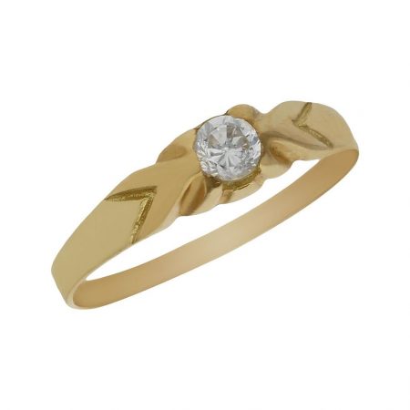 Solitario comunion con circonita en oro de 18k