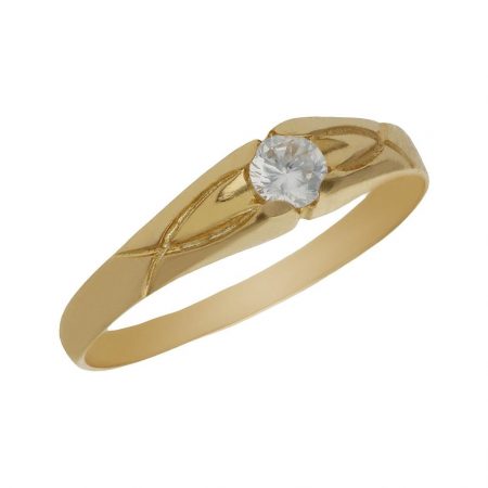 Solitario tallado brillo espejo en oro de 18k