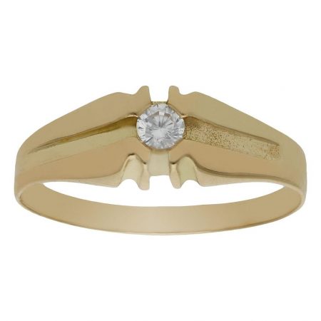 Solitario tallado brillo y mate circonita (interior sin forrar) oro 18k