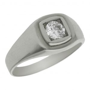 Solitario liso brillo espejo con circonita oro blanco 18k