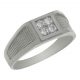 Solitario tallado en brillo y mate circonitas oro blanco 18k
