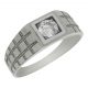 Solitario tallado en brillo y mate con circonita oro blanco 18k