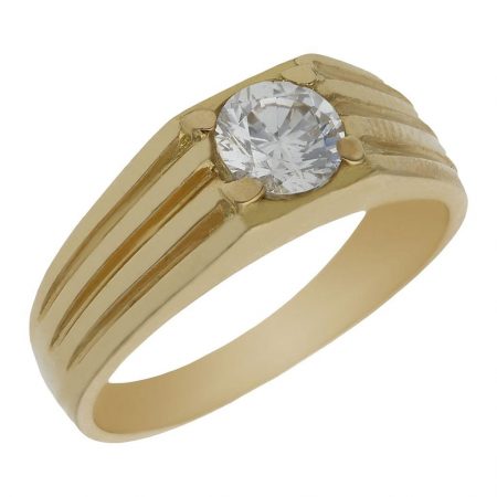 Solitario tallado en brillo y mate circonita oro 18k