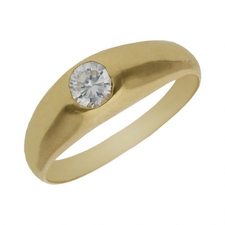 Solitario en brillo espejo oro de 18k