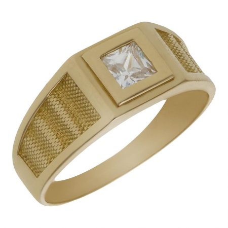 Solitario tallado mate y brillo en oro de 18k