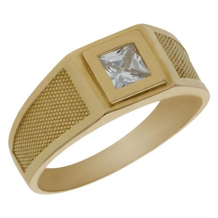 Solitario tallado mate y brillo en oro de 18k