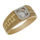 Solitario bicolor tallado greco mate y brillo en oro 18k