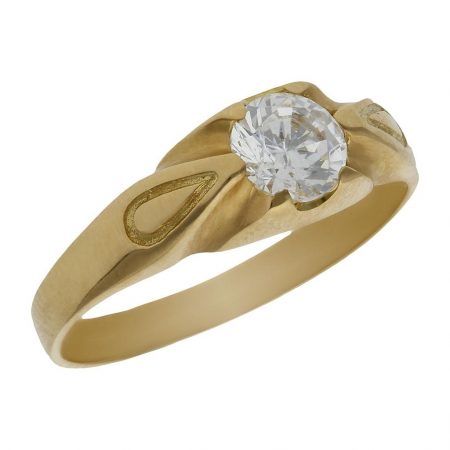 Solitario tallado en brillo y mate circonita oro 18k