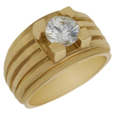Solitario grande tallado brillo y mate con circonita oro 18k