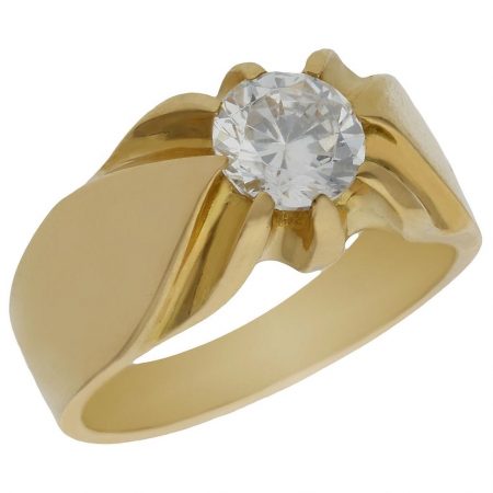 Solitario grande tallado en brillo con circonita oro 18k