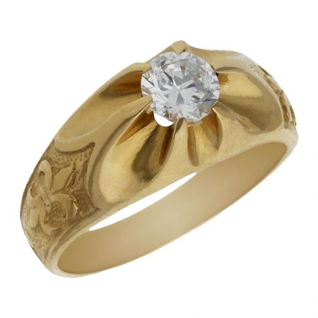 Solitario tallado en brillo y mate circonita oro 18k