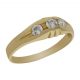 Tresillo tallado en brillo y mate 3 circonitas oro 18k