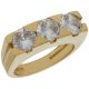 Tresillo grande tallado brillo y mate 3 circonitas oro 18k