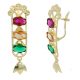 Pendientes semaforo tallado piedras color oro 18k