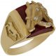 Sello piedra roja y caballo circonitas oro 18k