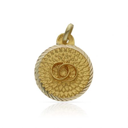 Medalla con alianzas entrelazadas 18mm. oro 18k