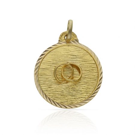 Medalla con alianzas entrelazadas 20mm. oro 18k