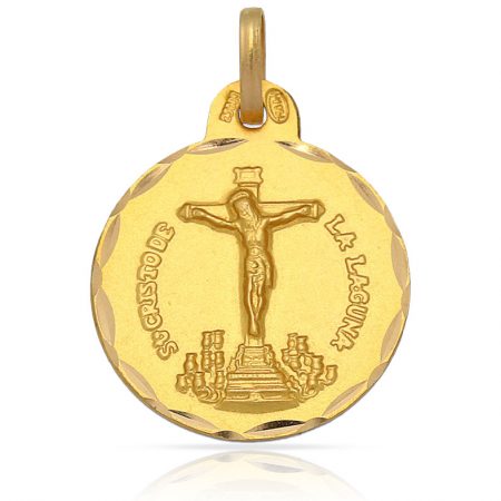 Medalla cristo de la laguna tallado 19mm. oro 18k