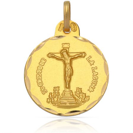 Medalla cristo de la laguna tallado 21mm. oro 18k