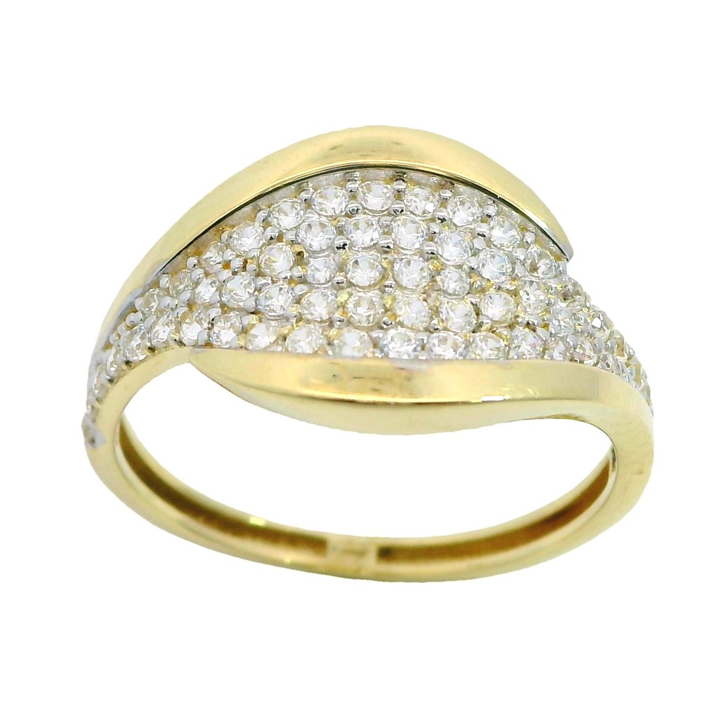Anillo liso con circonitas engastadas oro 18k