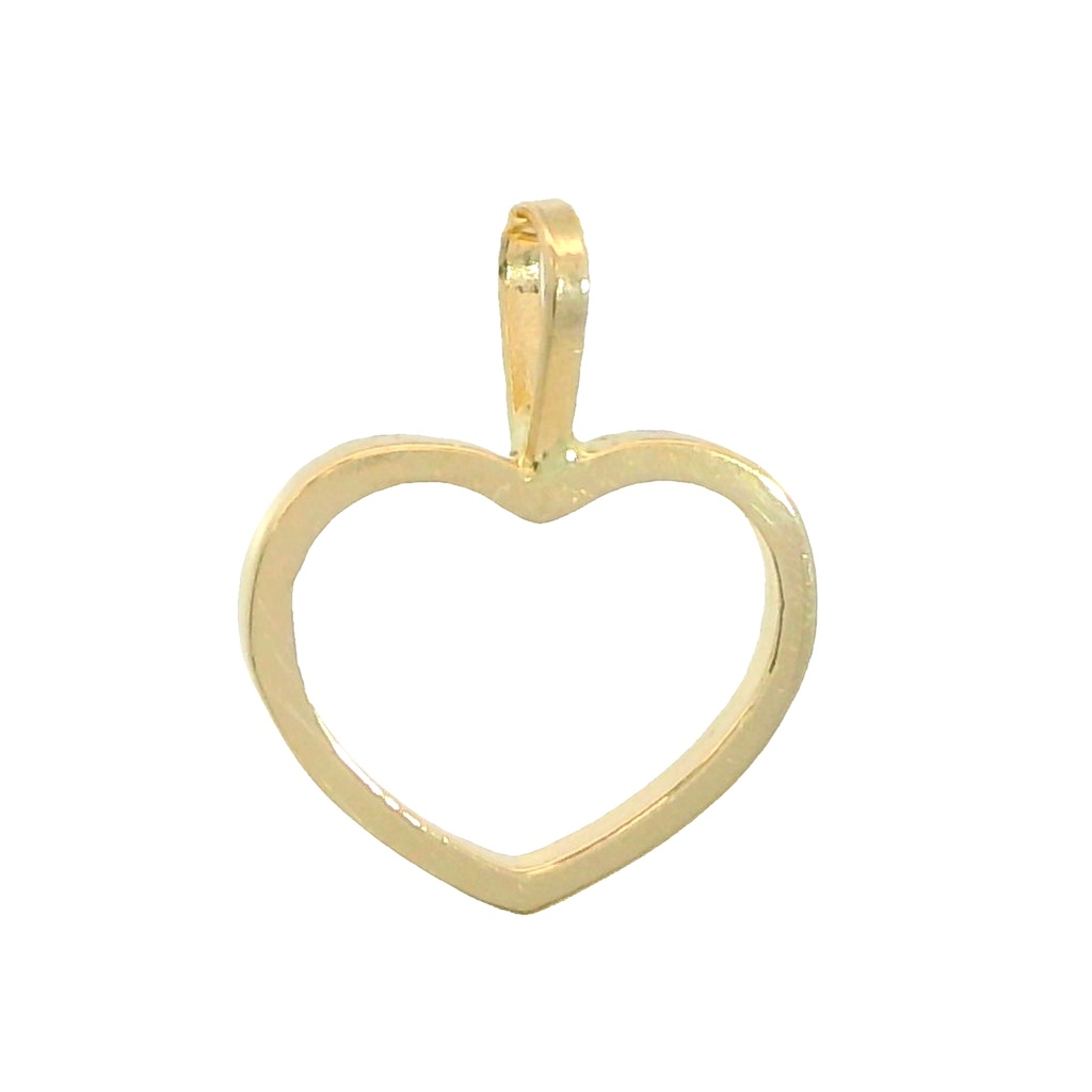 Colgante con silueta de corazon de 12mm. en oro de 18k