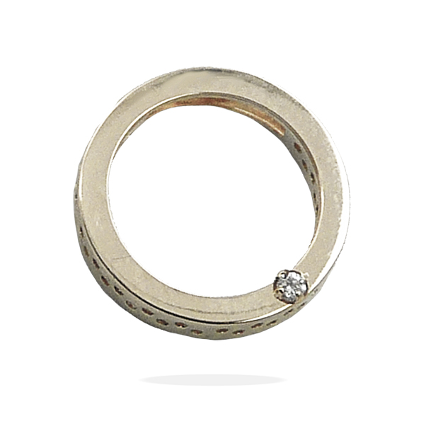 Colgante circulo de 12mm. y circonita en oro blanco de 18k