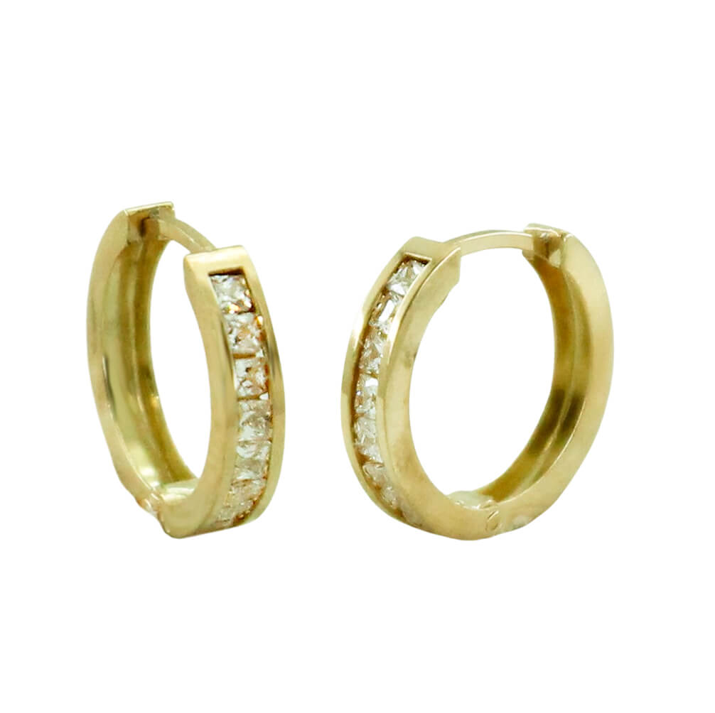 Aros con circonitas carre 12x2'5MM. oro 18k