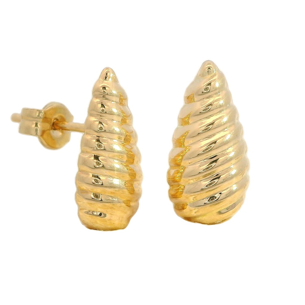 Pendientes pera tallado gallon 13x6MM. oro 18k