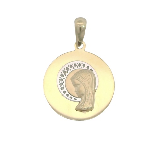 Medalla virgen niña tallada 14MM. oro 18k