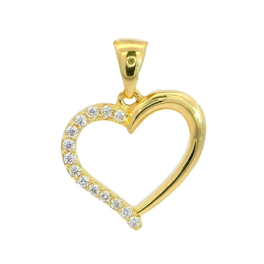 Colgante silueta corazon de 14x18mm. circonitas oro de 18k