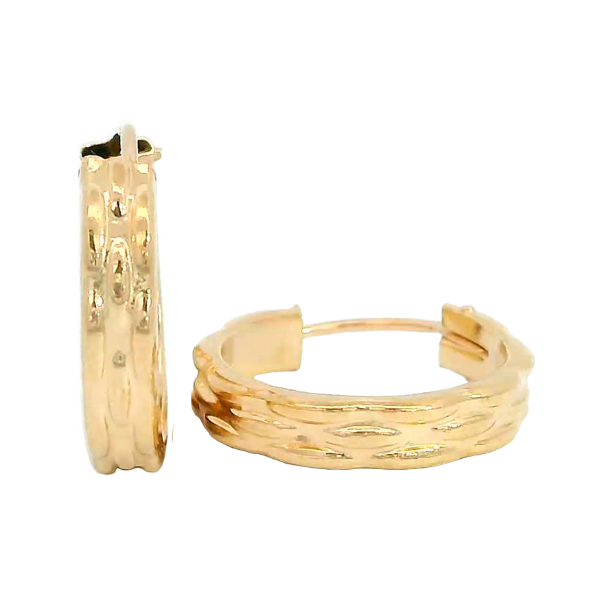 Pendientes aro tallado panter 14x3MM. oro 18k