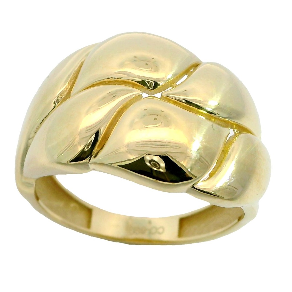 Anillo ancho liso y tallado oro 18k