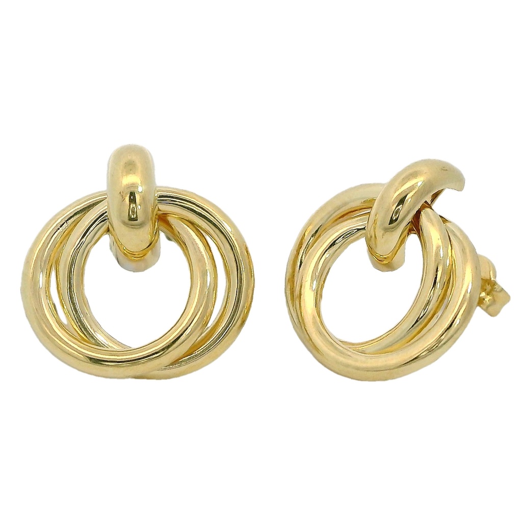 Pendientes aros entrelazados en oro de 18k