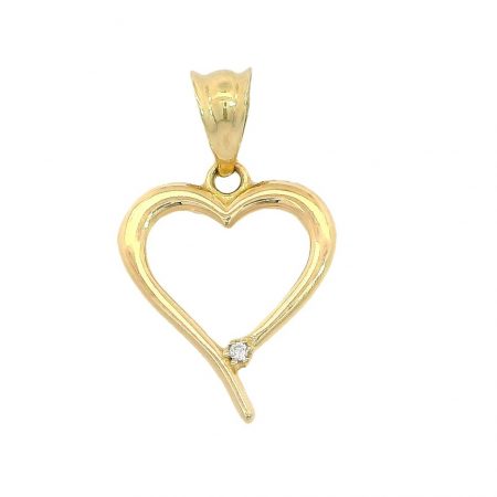 Colgante corazon de 15mm.x12mm. con circonita en oro de 18k