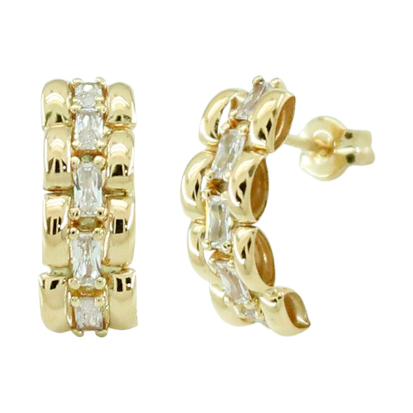 Pendientes de panter con circonitas en oro de 18k