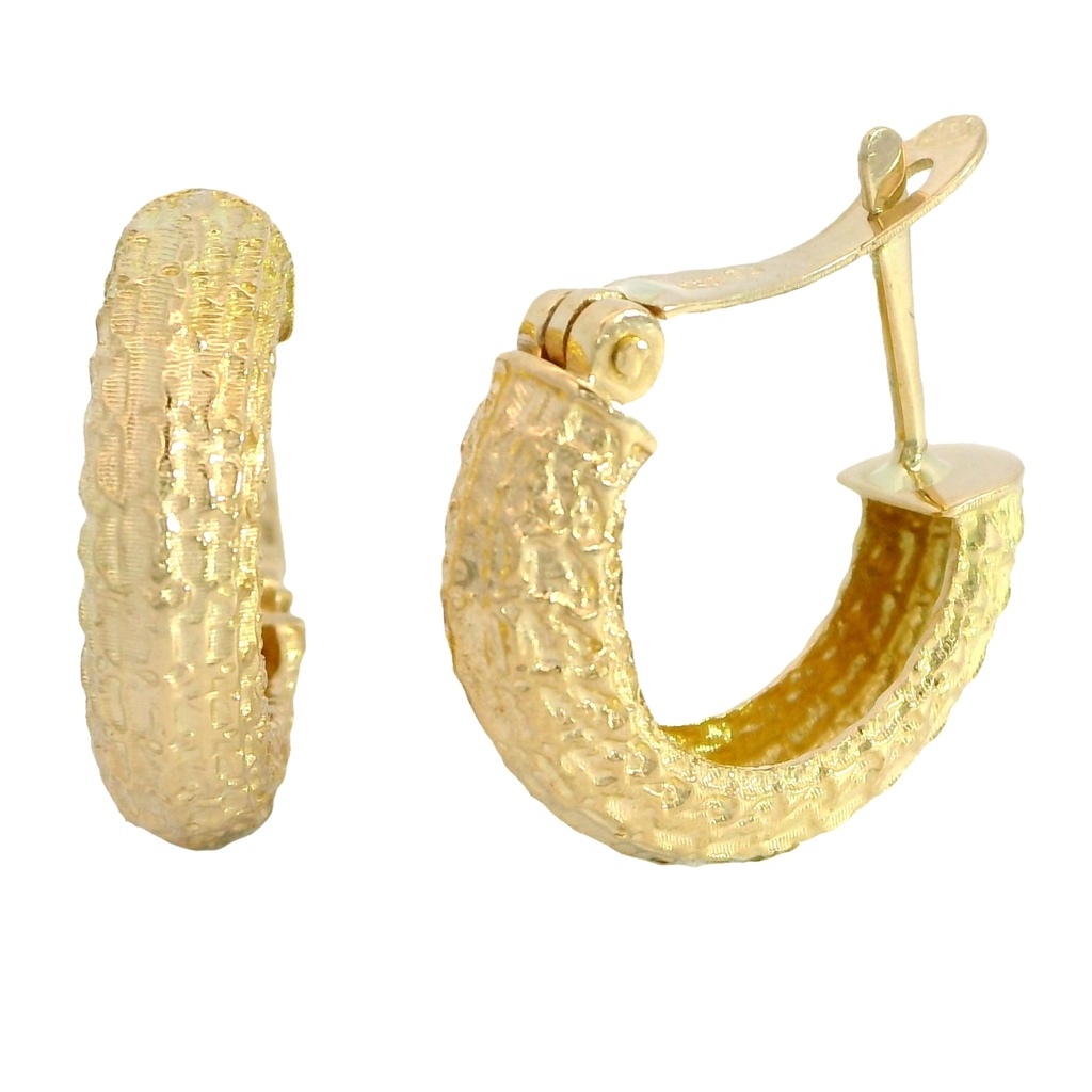 Pendientes medio aro tallado en oro de 18k