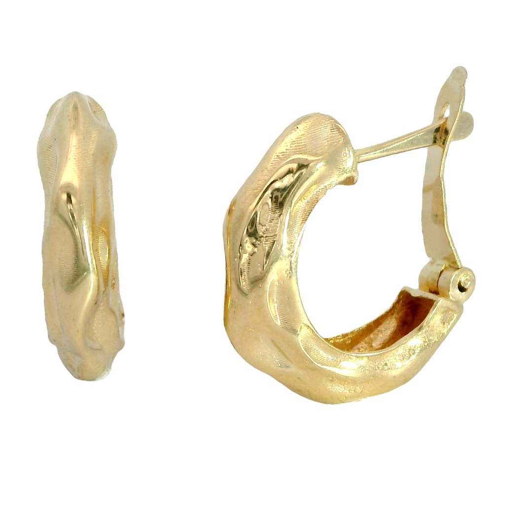 Pendientes medio aro barroco en oro de 18k