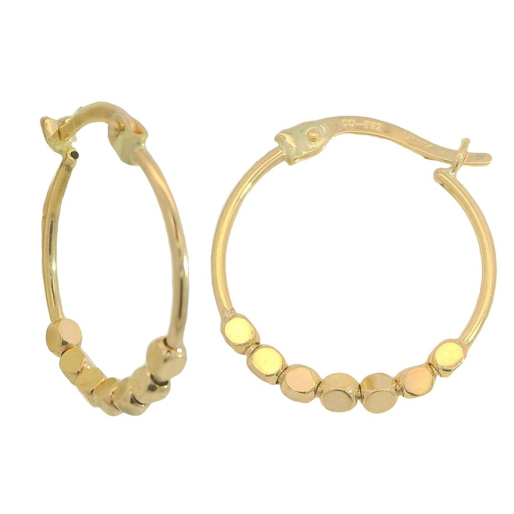 Aros con bolas lisas 17MM. oro 18k