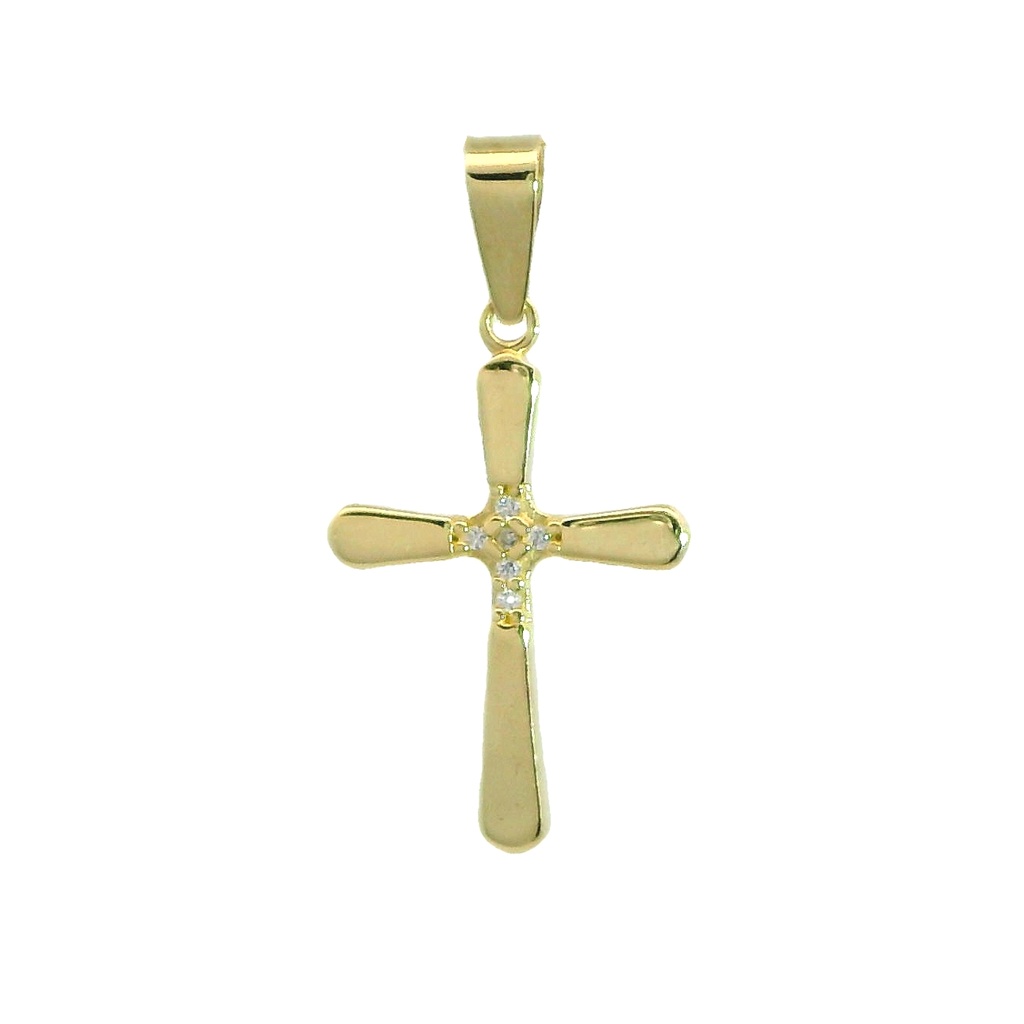 Colgante cruz con circonitas 17x12MM. oro 18k