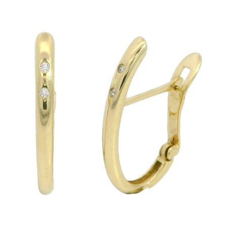 Pendientes medio aro circonitas oro de 18k