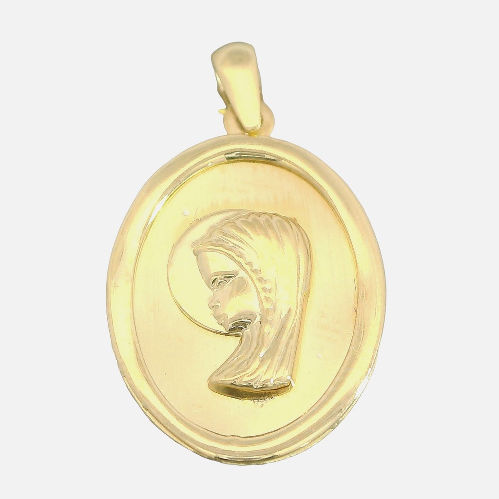 Medalla de la Virgen Niña de 18mm. ovalada en oro de 18k