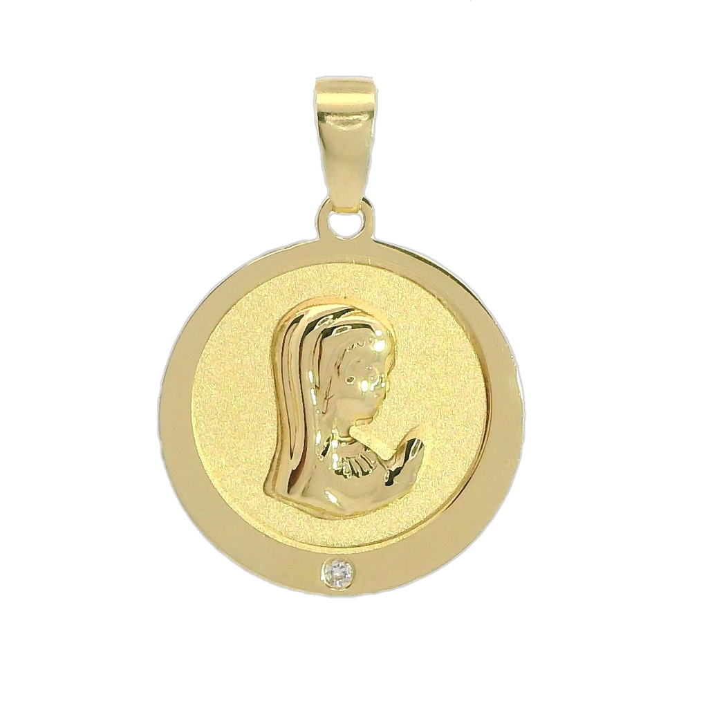 Medalla de la Virgen Niña de 18mm. en oro de 18k