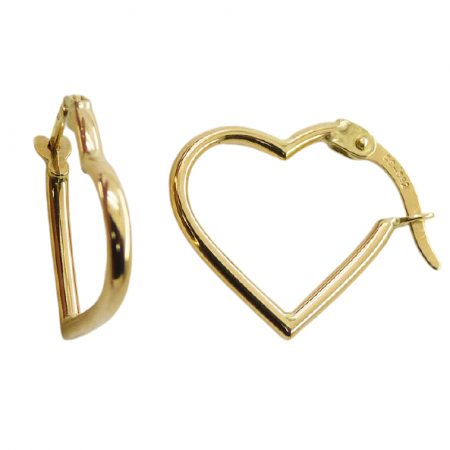 Pendientes aro con forma de corazon en oro de 18k