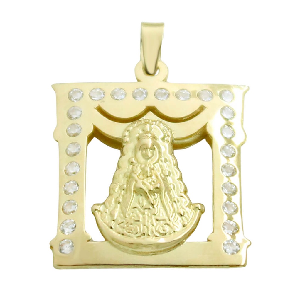 Medalla virgen del rocío circonitas 18x16MM. oro 18k