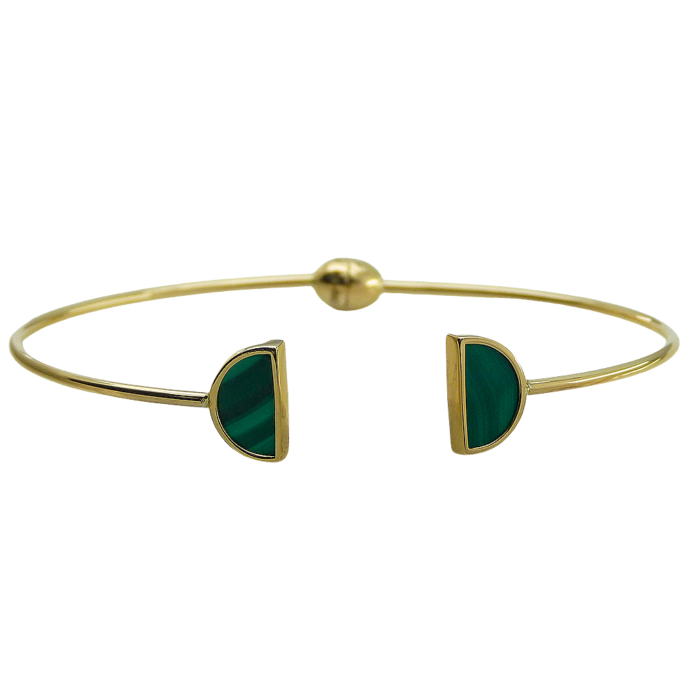 Pulsera aro semirrígido 19cm. con malaquita oro 18k