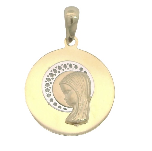 Medalla virgen niña tallada 19MM. oro 18k