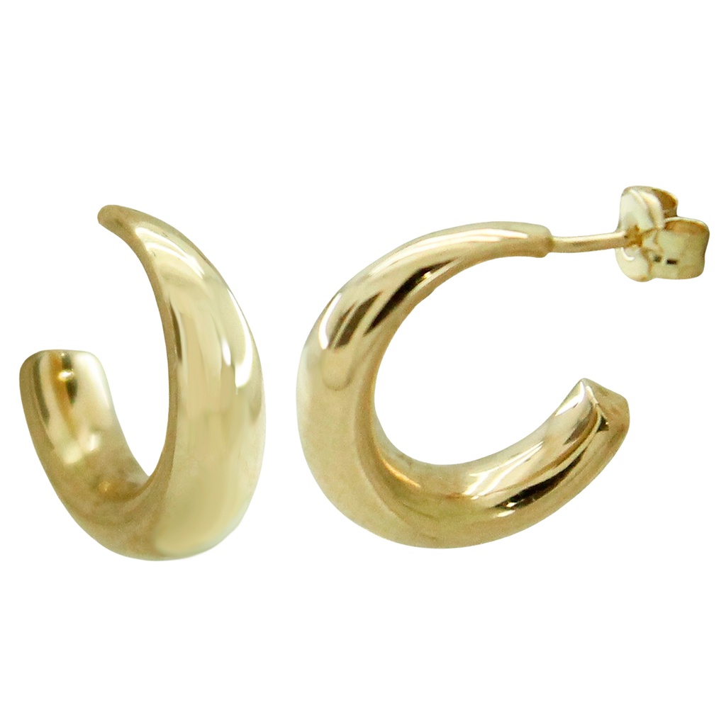Pendientes medio aro liso oro de 18k