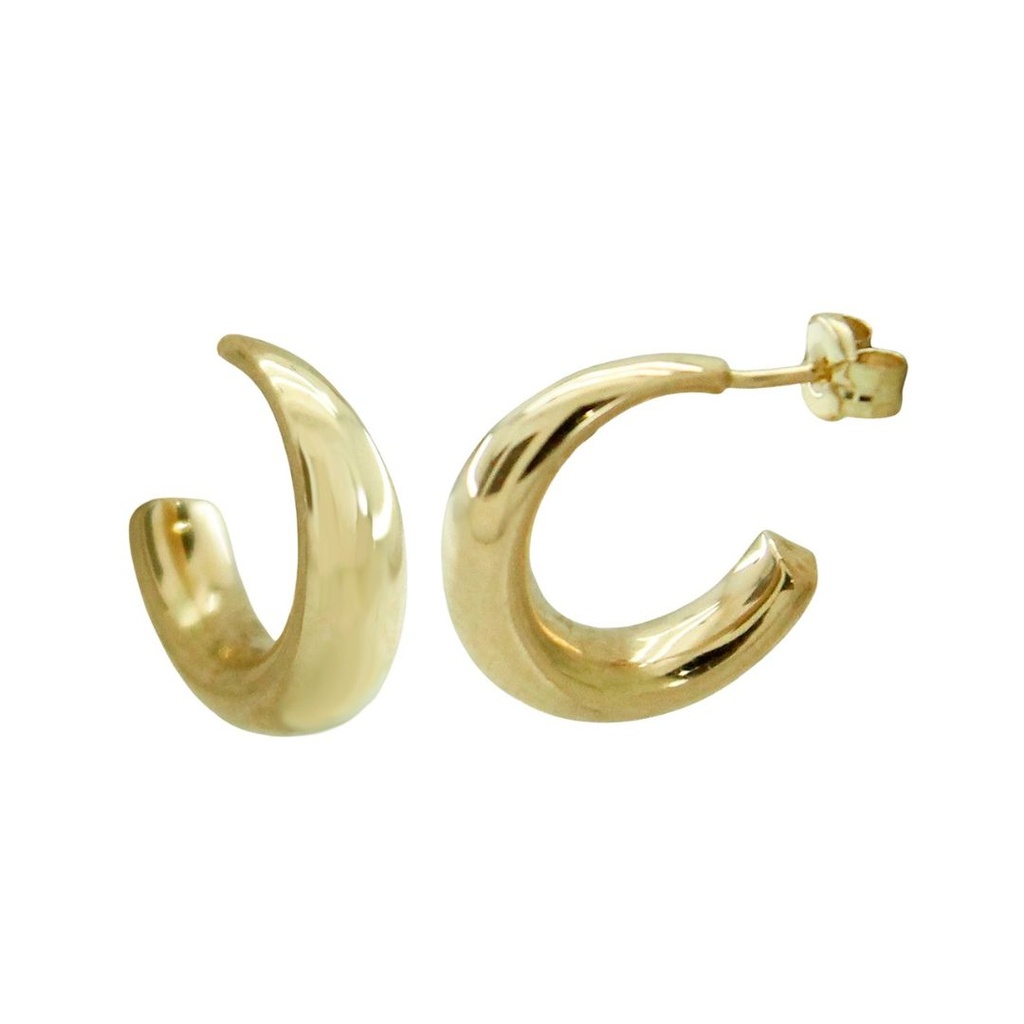 Pendientes de medio aro lisos en oro de 18k